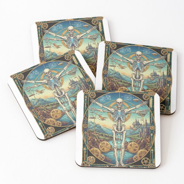 Item preview, Vitruvian Man Leonardo Da Vinci Geometry Dark Academia designed and sold by LEANBOY.
