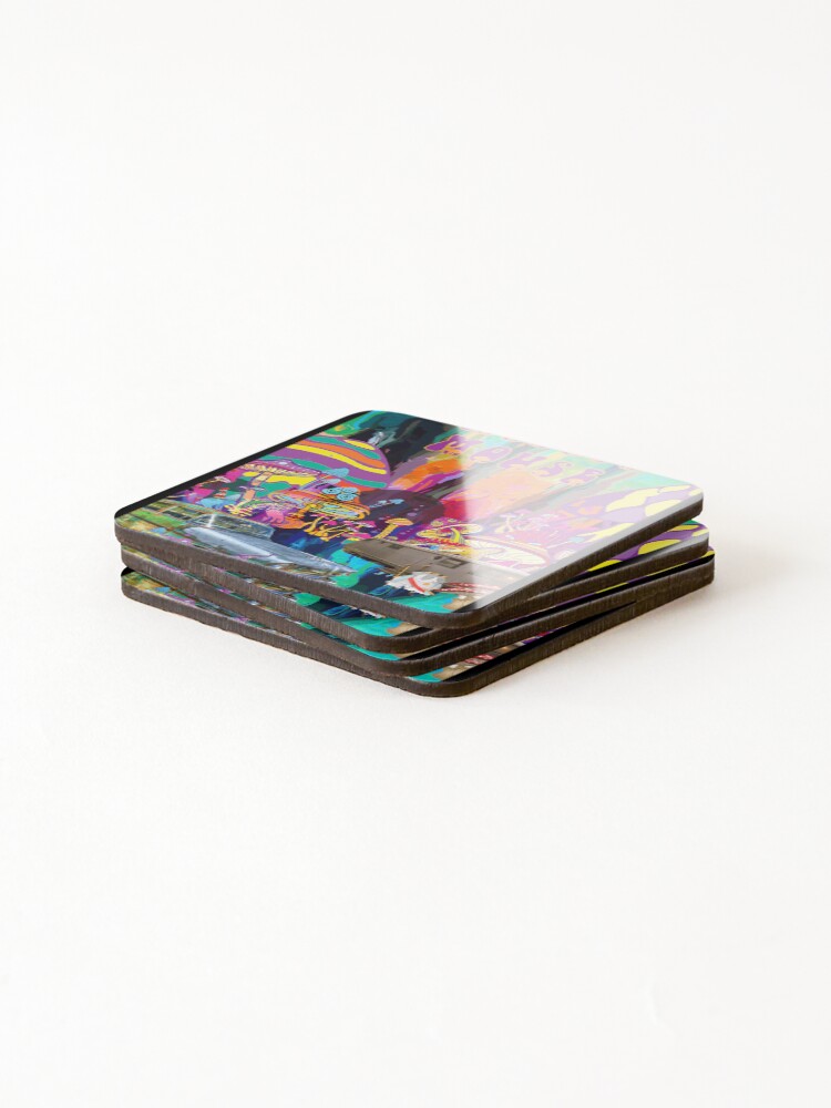 Thumbnail 4 of 5, Coasters (Set of 4),  Modest Mouse Psychedelic  designed and sold by beProgrammer.