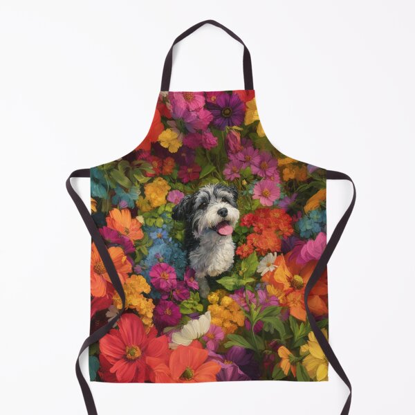 Item preview, A Havanese playing in a vibrant flower garden, Dogs in Motion designed and sold by CDC40.