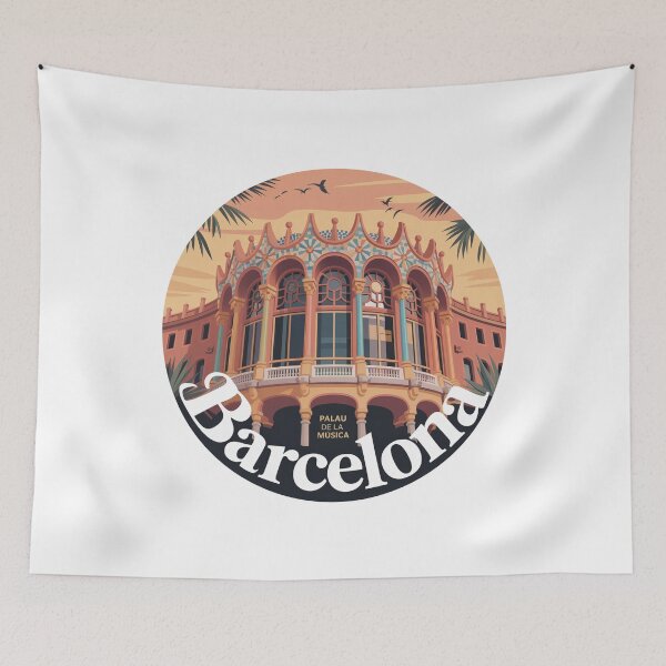Item preview, Palau Musica View - Barcelona Retro Art - Architecture Illustration designed and sold by CircinusStore.