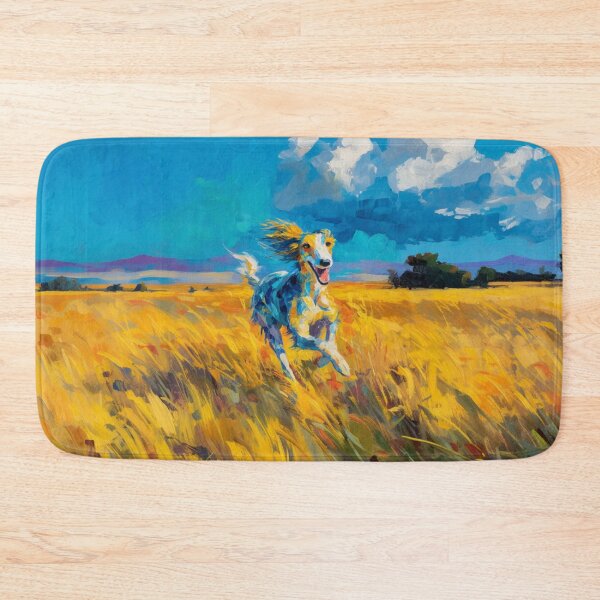 Item preview, A joyful Saluki running through a bright summer field, Dogs in Motion designed and sold by CDC40.