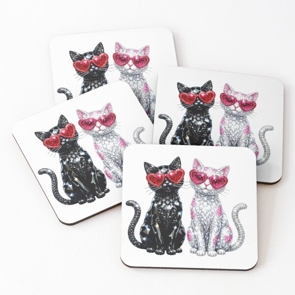 Item preview, Luxury Gemstone Cats - Black & White Diamond Couple Art designed and sold by Krasnovaovaova.