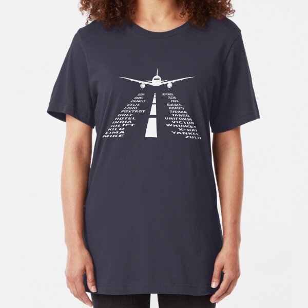 Airplane Phonetic Alphabet | Pilot Gift Slim Fit T-Shirt