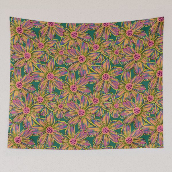 Item preview, Expressive Bold Painterly Florals Tropical Multicolored Yellow Pink Green Orange designed and sold by thecolorbirdie.