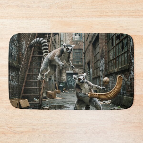 Item preview, Ring-Tailed Lemurs Play Jai Alai in Alley designed and sold by Tridentulus.