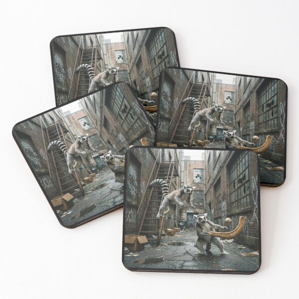 Item preview, Ring-Tailed Lemurs Play Jai Alai in Alley designed and sold by Tridentulus.