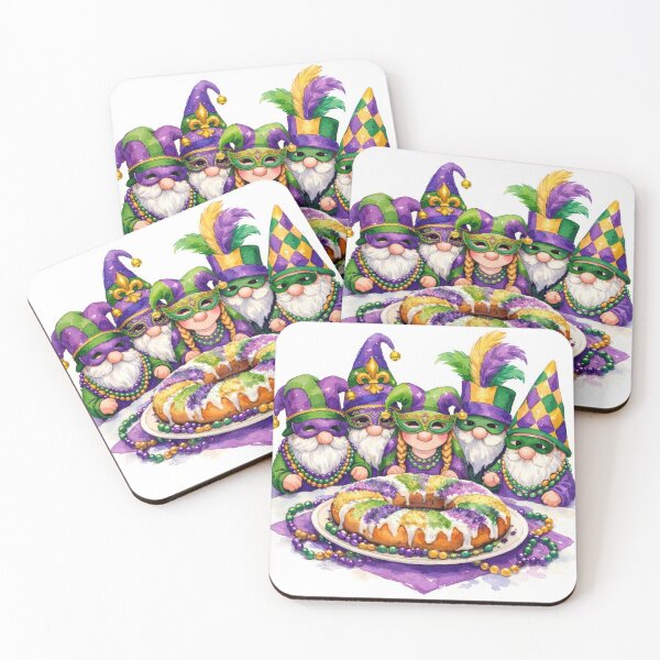Item preview, Gnome Gathering Around Mardi Gras King Cake designed and sold by Maria Dryfhout.