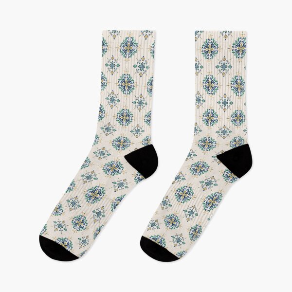 Item preview, Elegant Blue and Gold Ornamental Seamless Pattern with Floral Symmetry designed and sold by JoelmaQ.