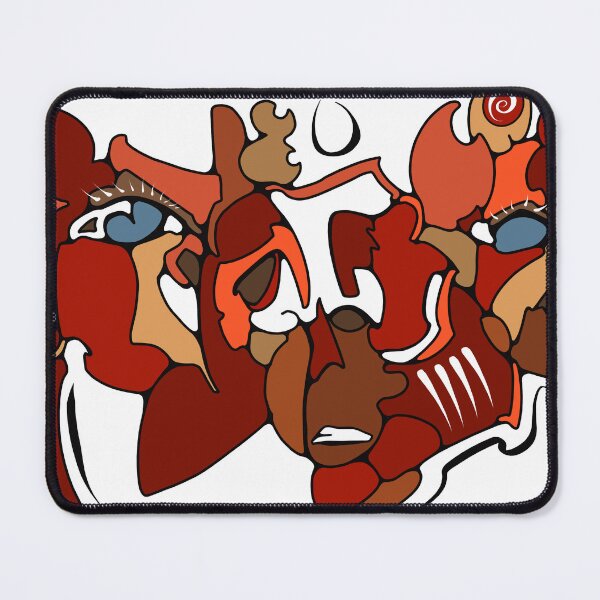 Item preview, Abstract Faces Cubist Portrait Red Terracotta Line Art designed and sold by Jacob Hokanson.