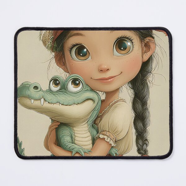 Item preview, Girl with Crocodile, A Colorful Friendship Portrait designed and sold by Artessie.