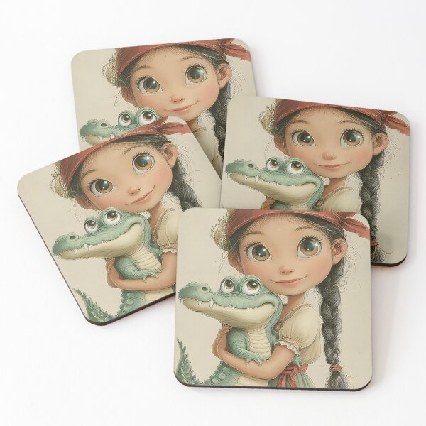Item preview, Girl with Crocodile, A Colorful Friendship Portrait designed and sold by Artessie.