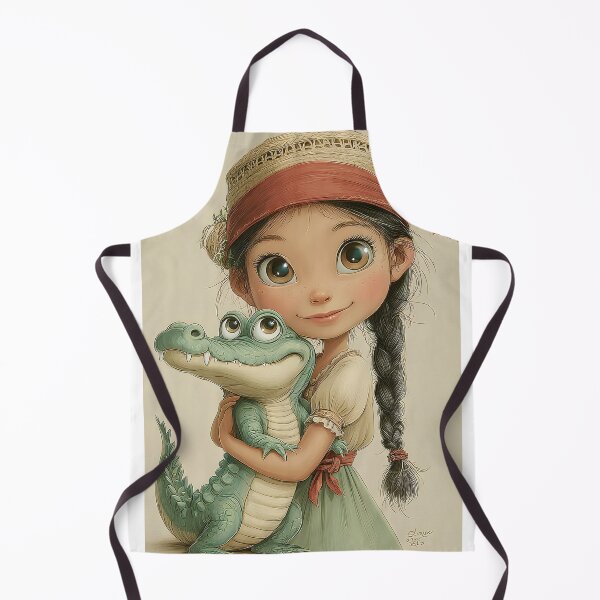 Item preview, Girl with Crocodile, A Colorful Friendship Portrait designed and sold by Artessie.