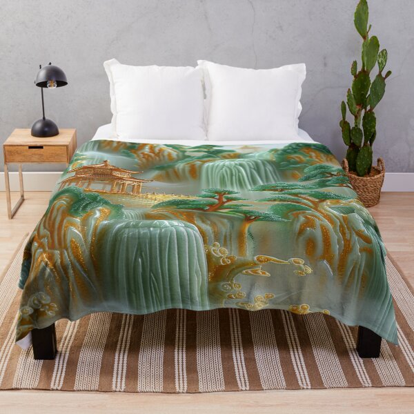 Item preview, Asian jade carving mountain landscape with pagodas designed and sold by MargaretWiktor.
