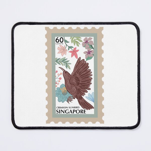 Item preview, Crimson sunbird - singapore stamp - travel art designed and sold by aziza-doodles.