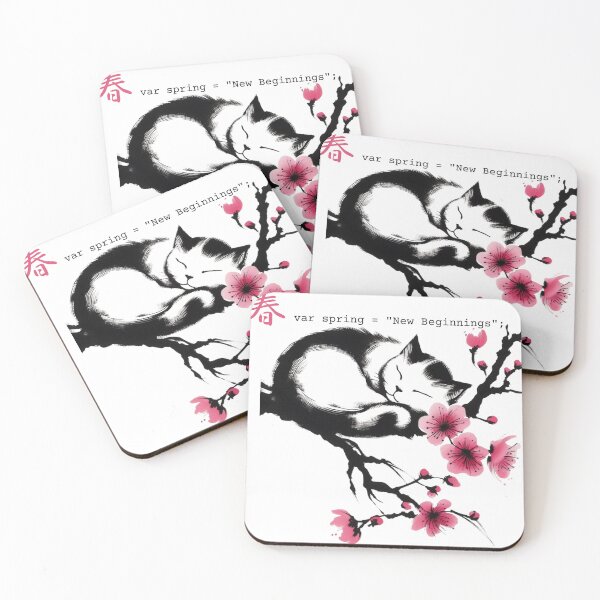 Item preview, Sakura Cat & Code - Japanese Sumi-e Style Spring Art designed and sold by Sumi Tech Lab.