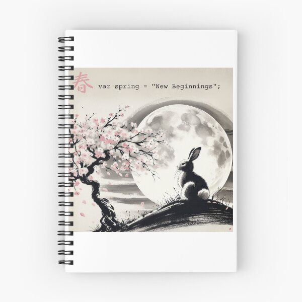 Item preview, Sleeping Cat & Sakura Code - Japanese Sumi-e Spring Art designed and sold by Sumi Tech Lab.