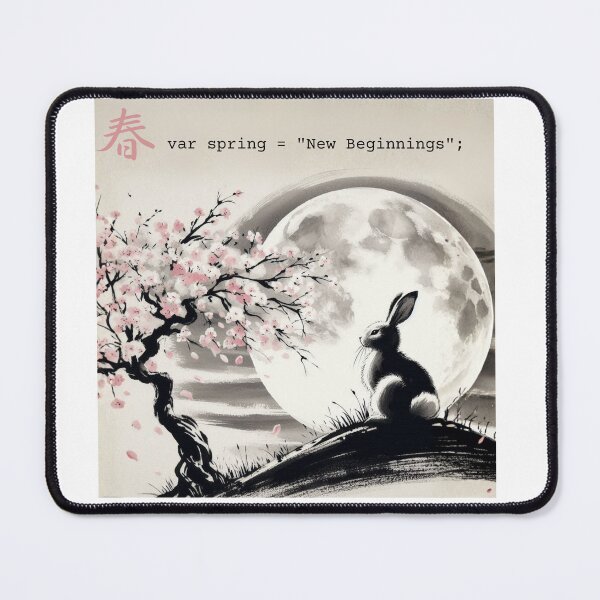 Item preview, Sleeping Cat & Sakura Code - Japanese Sumi-e Spring Art designed and sold by Sumi Tech Lab.