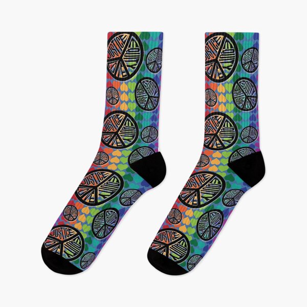 Item preview, Black Peace Love Justice Equity Stamp on Rainbow Hearts & Periwinkle designed and sold by Digitalmyth's Designs.