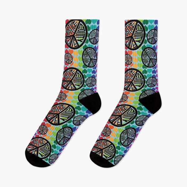 Item preview, Black Peace Love Justice Equity Stamp on Rainbow Hearts & Aqua designed and sold by Digitalmyth's Designs.