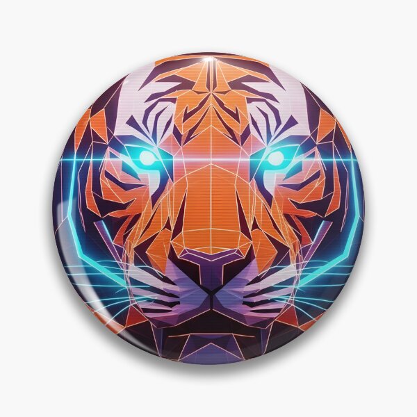 Item preview, Neon Geometric Tiger Head - Low Poly Synthwave Art designed and sold by powersunlight.