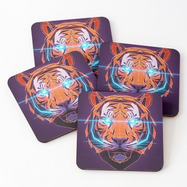Item preview, Neon Geometric Tiger Head - Low Poly Synthwave Art designed and sold by powersunlight.