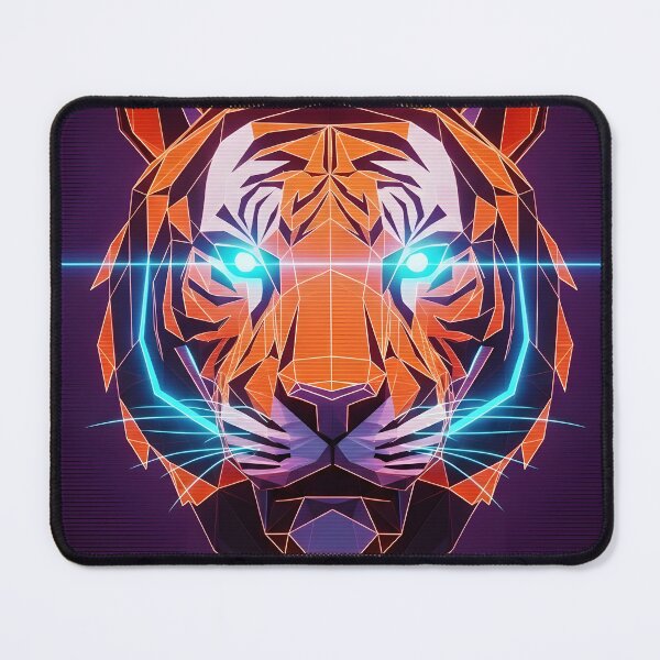 Item preview, Neon Geometric Tiger Head - Low Poly Synthwave Art designed and sold by powersunlight.