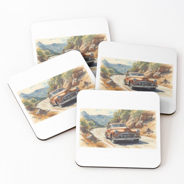 Item preview, Vintage Road Trip — Classic Car on Mountain Pass designed and sold by Squiglix.