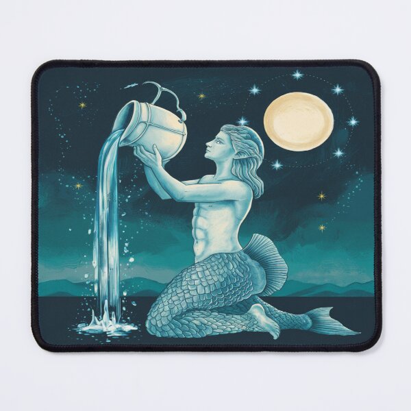 Item preview, Aquarius Merman Water Bearer | Lunar Zodiac Fantasy Art designed and sold by Midnight Veil Designs.