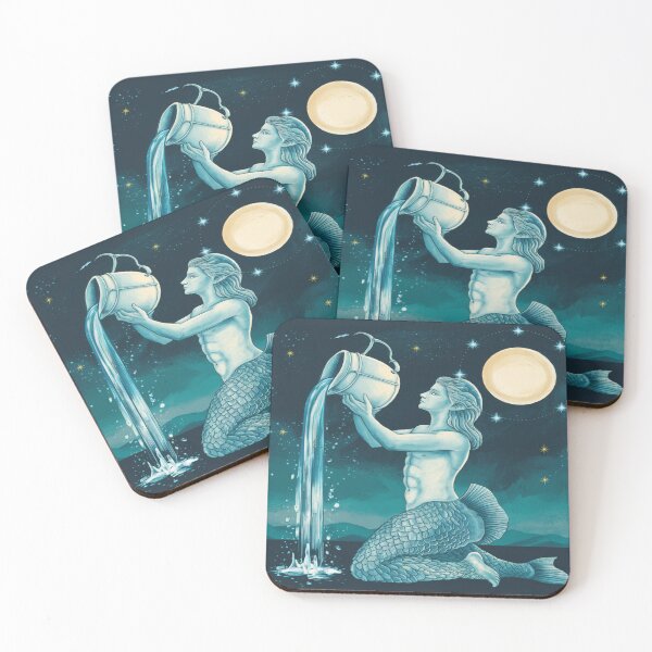 Item preview, Aquarius Merman Water Bearer | Lunar Zodiac Fantasy Art designed and sold by Midnight Veil Designs.