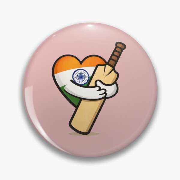 Item preview, Cricket Is a Matter of the Heart – India Tricolour Heart Holding Cricket Bat Illustration designed and sold by thesmilngnature.