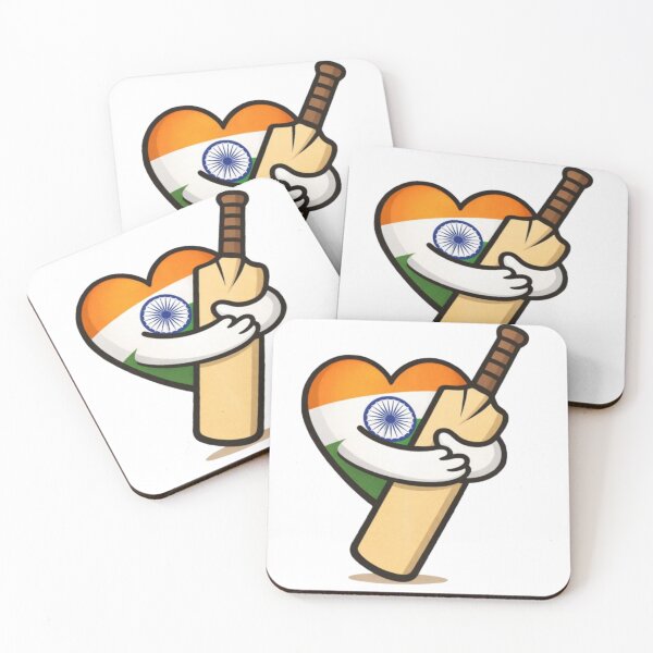 Item preview, Cricket Is a Matter of the Heart – India Tricolour Heart Holding Cricket Bat Illustration designed and sold by thesmilngnature.