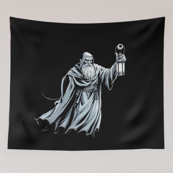 Item preview, Ancient Hooded Sage with Lantern – Dark Mystical Figure designed and sold by Paranormal Peaks.