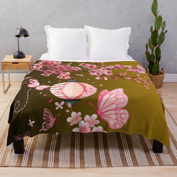 Item preview, Spring Harmony: Sakura Blossoms and Paper Lantern with Butterflies designed and sold by VibranPalette.