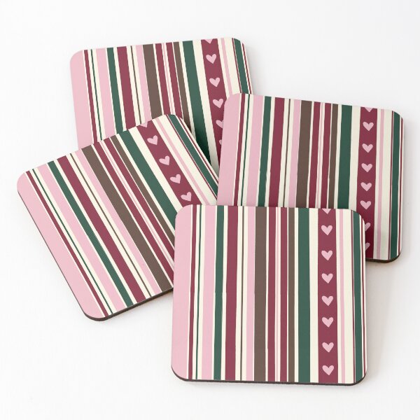 Item preview, Vintage Heart Stripe Pattern in Blush designed and sold by AtelierBrumeArt.