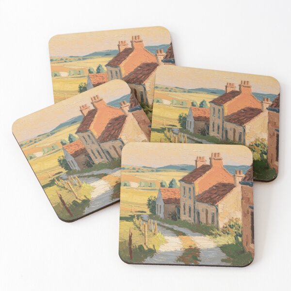 Item preview, French Village Road Painting – Warm Countryside Landscape Art designed and sold by CARRAANN.