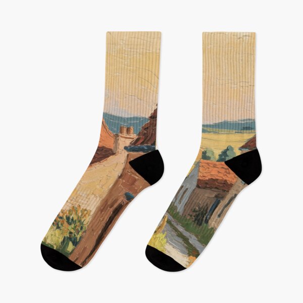 Item preview, French Village Road Painting – Warm Countryside Landscape Art designed and sold by CARRAANN.