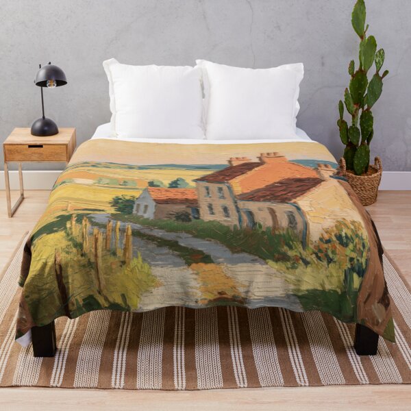 Item preview, French Village Road Painting – Warm Countryside Landscape Art designed and sold by CARRAANN.
