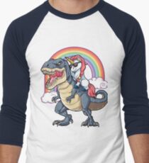 Camiseta ¾ bicolor para hombre Unicornio Riding Dinosaurio T-shirt T-Rex Divertido Unicornios Partido Rainbow Squad Regalos para Niños Niños Niñas