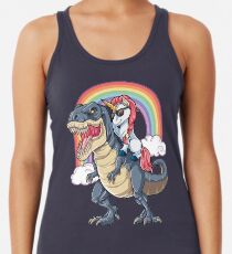 Unicorn Riding Dinosaur T Shirt T-Rex Funny Unicorns Party Rainbow Squad Gifts for Kids Boys Girls Women's Tank Top