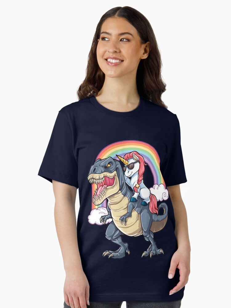 Thumbnail 2 von 7, Essential T-Shirt, T-Shirt mit Einhorn-Reit-Dinosaurier, T-Rex, lustige Einhörner, Party, Rainbow Squad, Geschenke für Kinder, Jungen, Mädchen designt und verkauft von LiqueGifts.