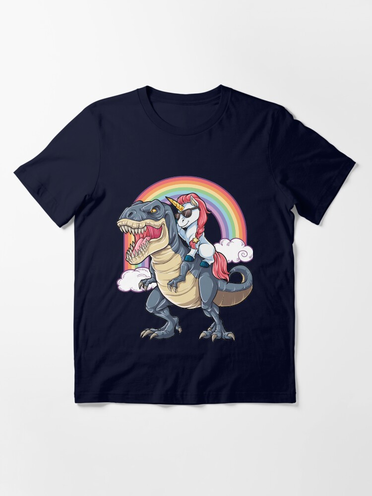 Thumbnail 3 von 7, Essential T-Shirt, T-Shirt mit Einhorn-Reit-Dinosaurier, T-Rex, lustige Einhörner, Party, Rainbow Squad, Geschenke für Kinder, Jungen, Mädchen designt und verkauft von LiqueGifts.