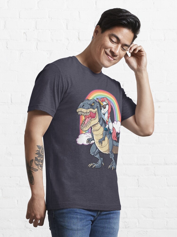 T-shirt essentiel 'Licorne équitation dinosaure T-shirt T-Rex drôle licornes fête arc-en-ciel cadeaux pour enfants garçons filles' : autre vue
