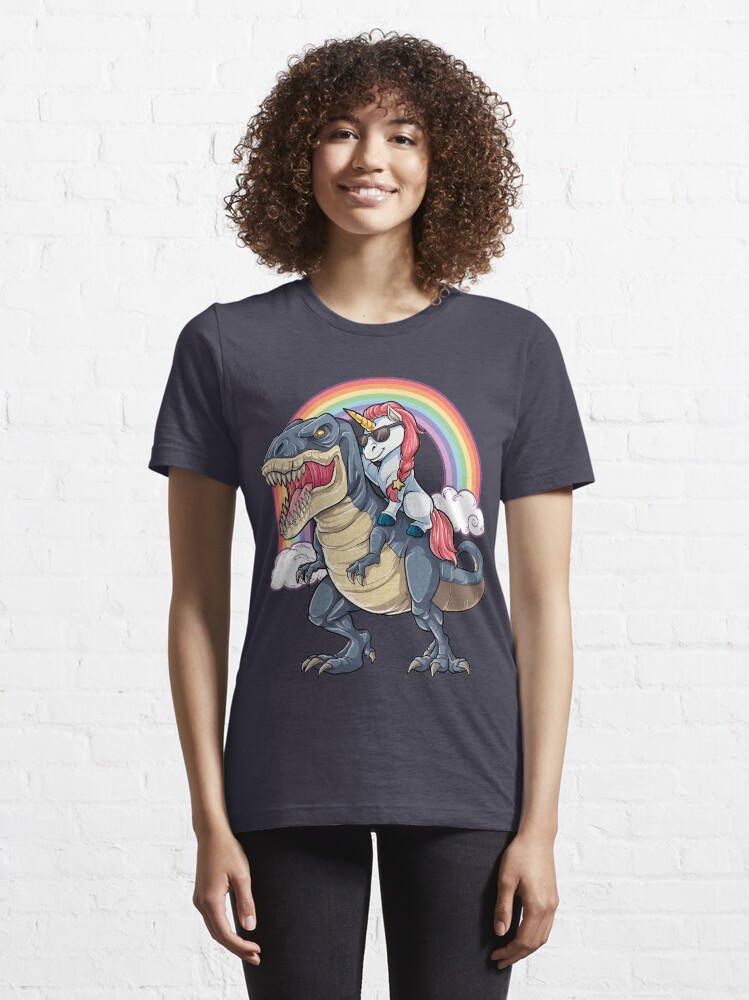 T-shirt essentiel 'Licorne équitation dinosaure T-shirt T-Rex drôle licornes fête arc-en-ciel cadeaux pour enfants garçons filles' : autre vue
