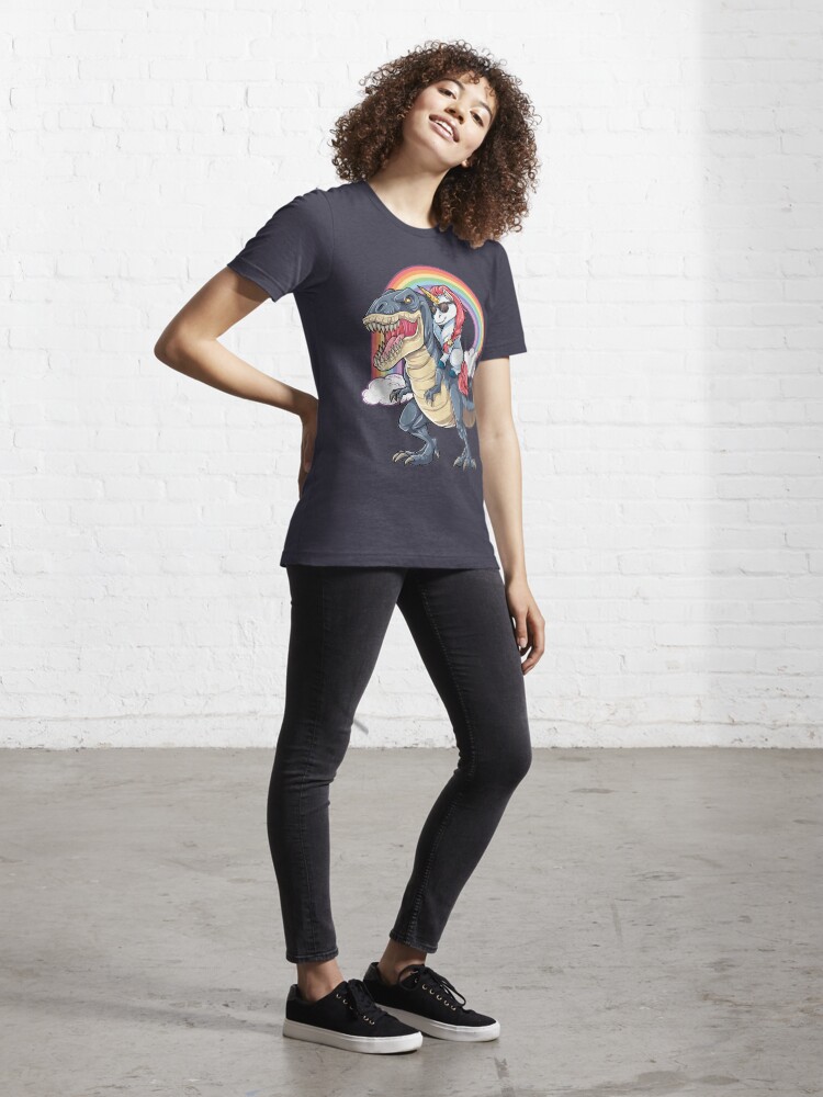 T-shirt essentiel 'Licorne équitation dinosaure T-shirt T-Rex drôle licornes fête arc-en-ciel cadeaux pour enfants garçons filles' : autre vue