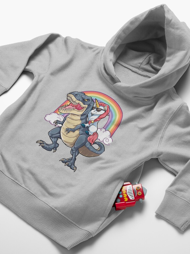 Thumbnail 4 of 5, Toddler Pullover Hoodie, Unicorn Riding Dinosaur T Shirt T-Rex Funny Unicorns Party Rainbow Squad Gifts for Kids Boys Girls designed and sold by LiqueGifts.