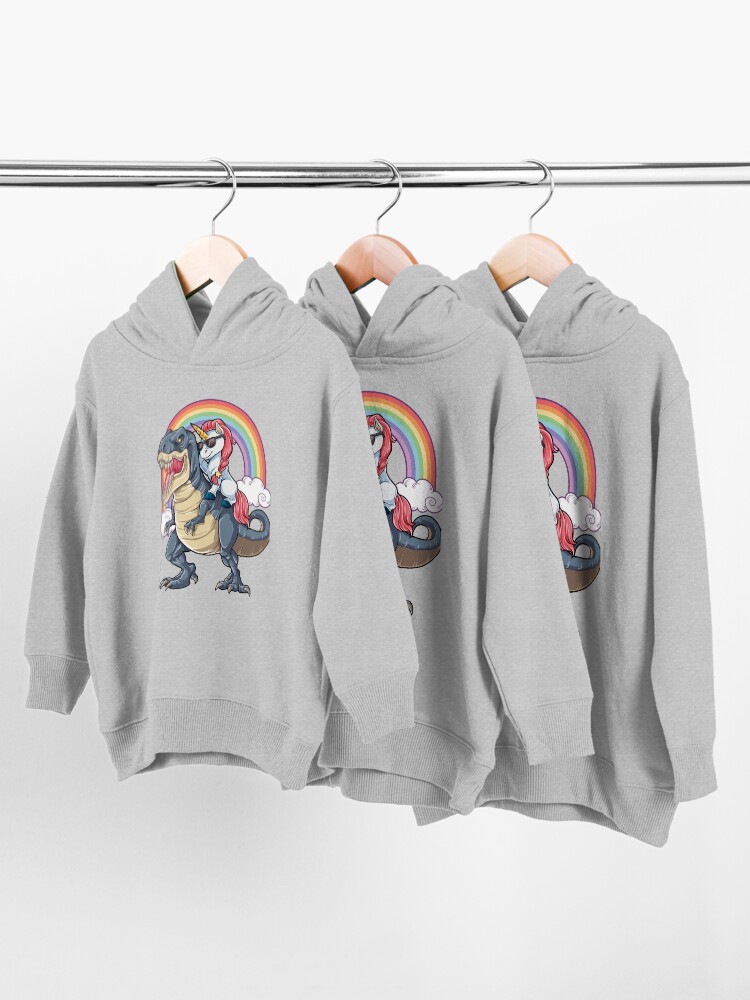 Thumbnail 3 of 5, Toddler Pullover Hoodie, Unicorn Riding Dinosaur T Shirt T-Rex Funny Unicorns Party Rainbow Squad Gifts for Kids Boys Girls designed and sold by LiqueGifts.