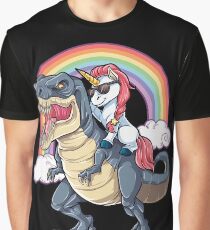 Unicorn Riding Dinosaur T Shirt T-Rex Funny Unicorns Party Rainbow Squad Gifts for Kids Boys Girls Graphic T-Shirt