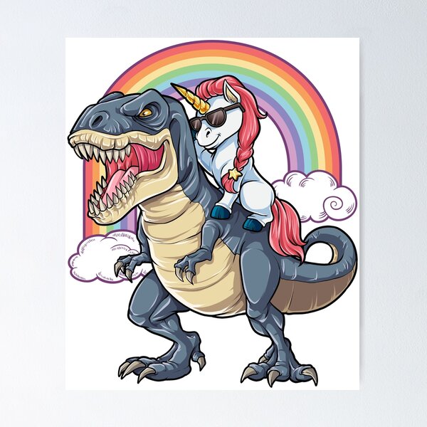 Item preview, Unicorn Riding Dinosaur T Shirt T-Rex Funny Unicorns Party Rainbow Squad Gifts for Kids Boys Girls designed and sold by LiqueGifts.