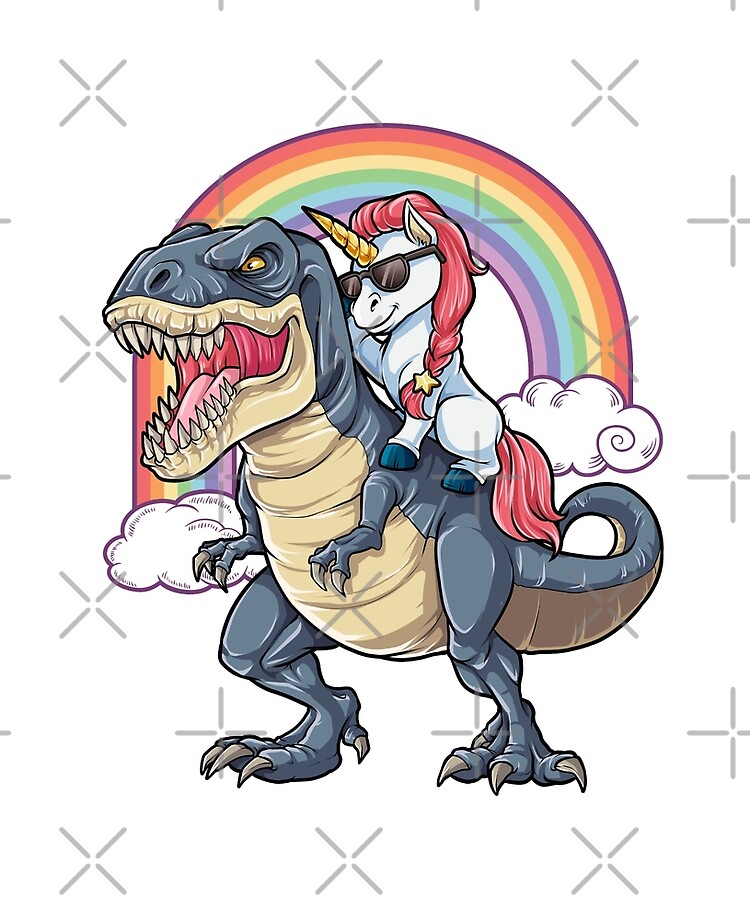 Drawstring Backpack Rainbow Unicorn Riding T Rex Gym Bag