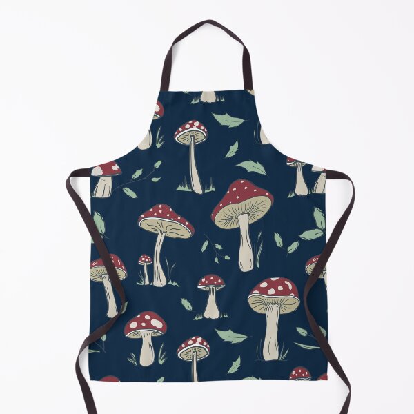 Item preview, Hand Drawn Red Mushroom Forest Pattern, Vertical Layout, Dark Blue, Moody designed and sold by FourAcreFarm.